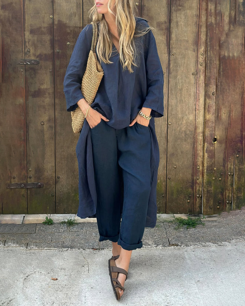 Zomerse Dames Set met Tuniek en Cropped Broek