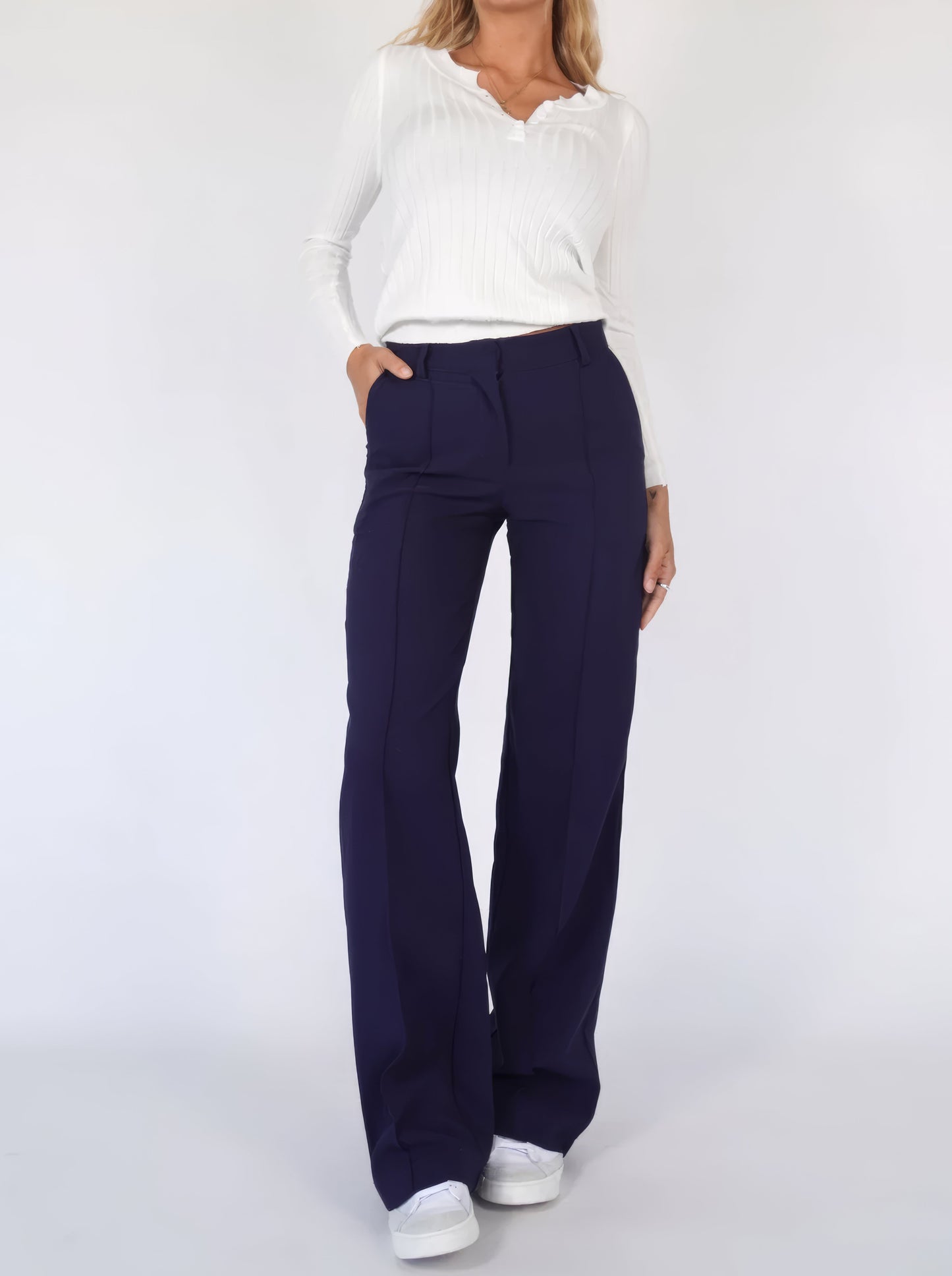 Dames High-Waist Pantalon met Rechte Pijpen – Elegant & Comfortabel