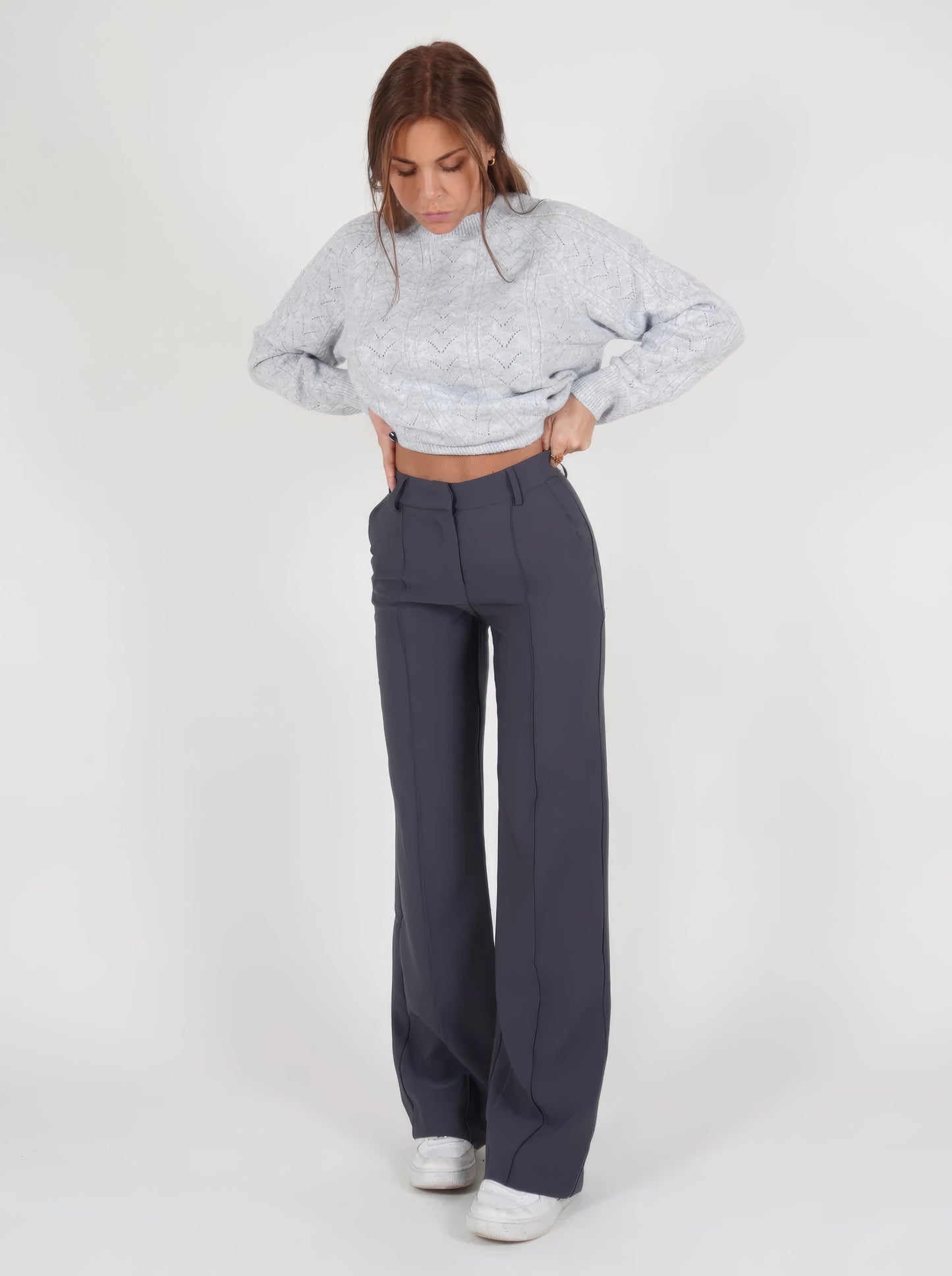 Dames High-Waist Pantalon met Rechte Pijpen – Elegant & Comfortabel