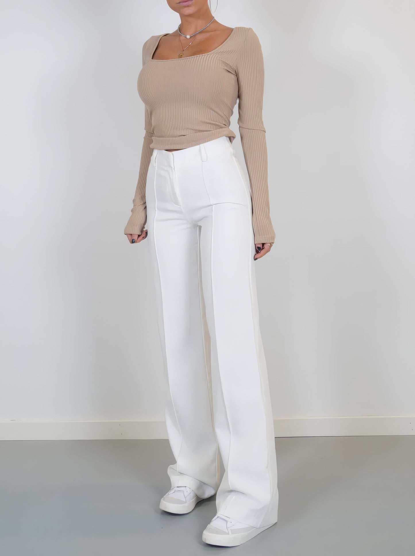 Dames High-Waist Pantalon met Rechte Pijpen – Elegant & Comfortabel