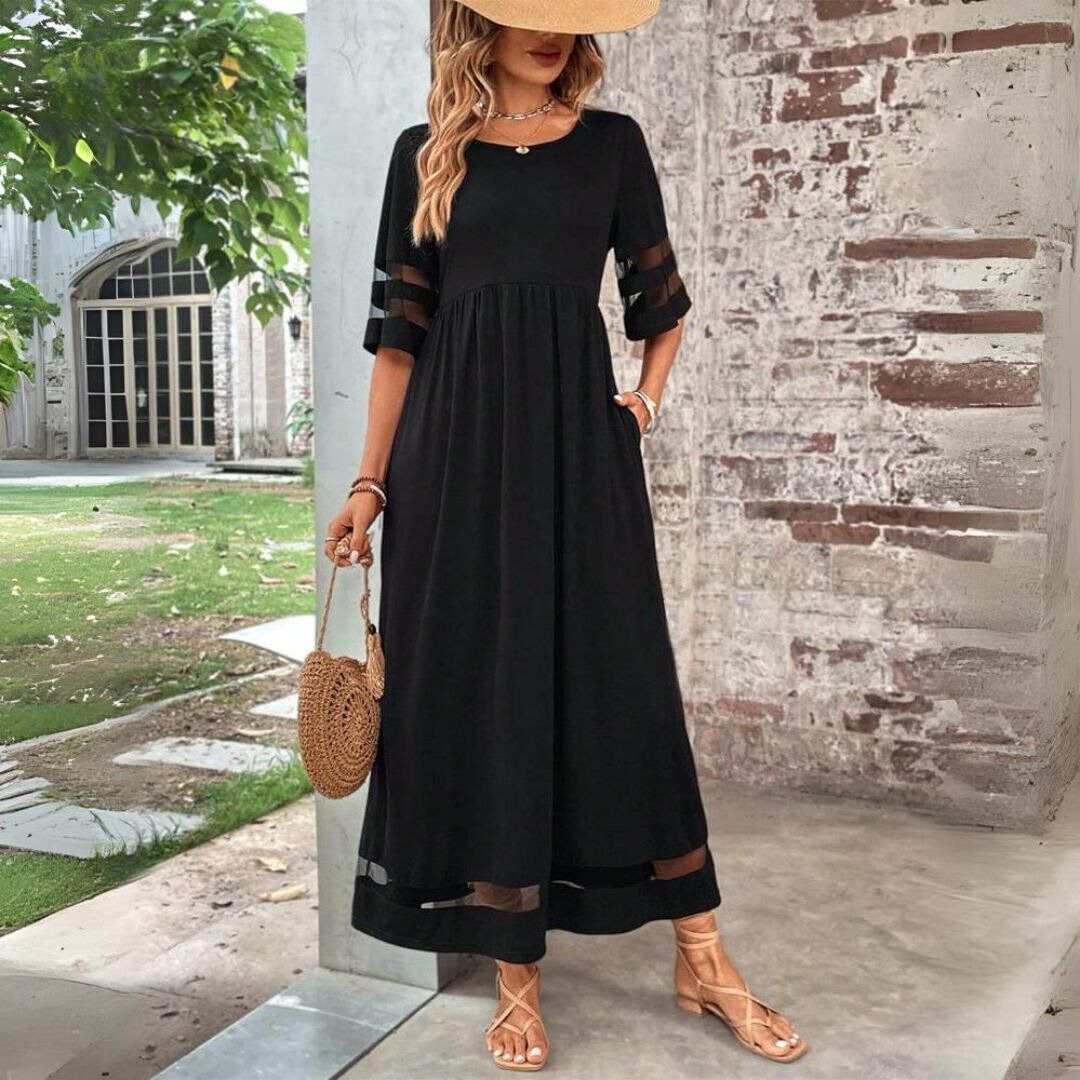 Maxi Jurk Dames – Lichtgewicht Zomerjurk met Doorschijnend Detail