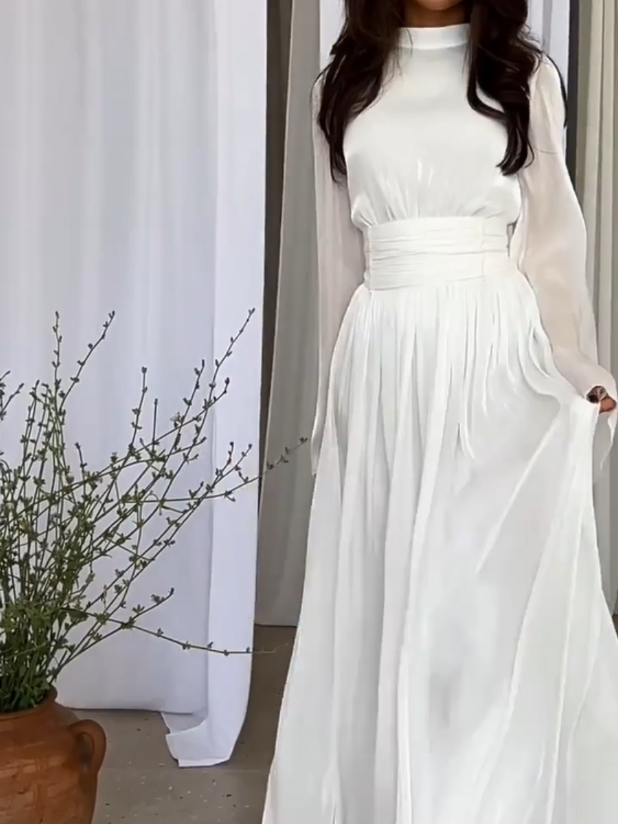 Elegante Maxi Abaya Jurk met Tailleceintuur voor Dames