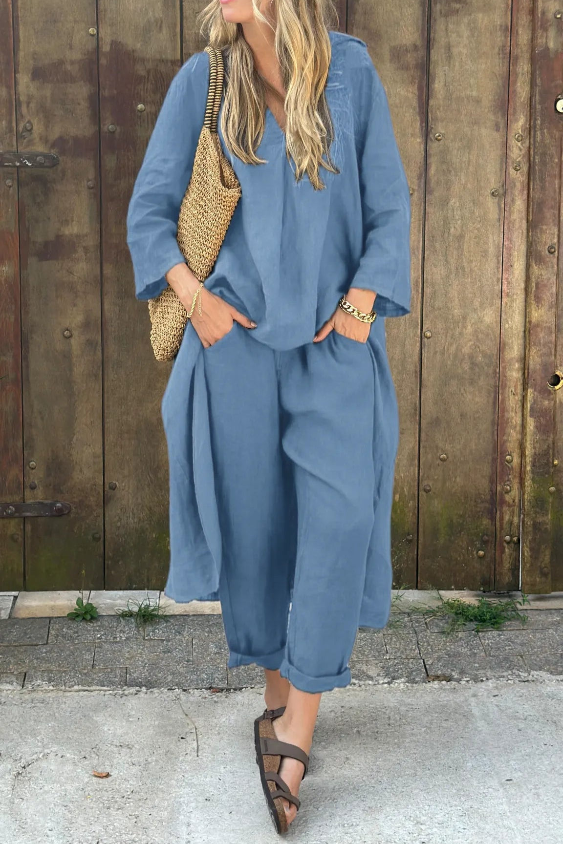Zomerse Dames Set met Tuniek en Cropped Broek