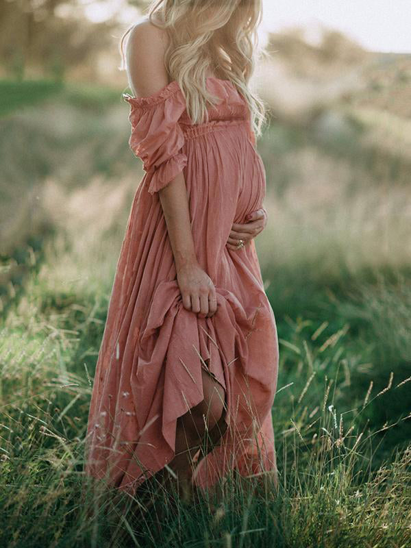 Off-Shoulder Zwangerschapsjurk met Maxi Lengte