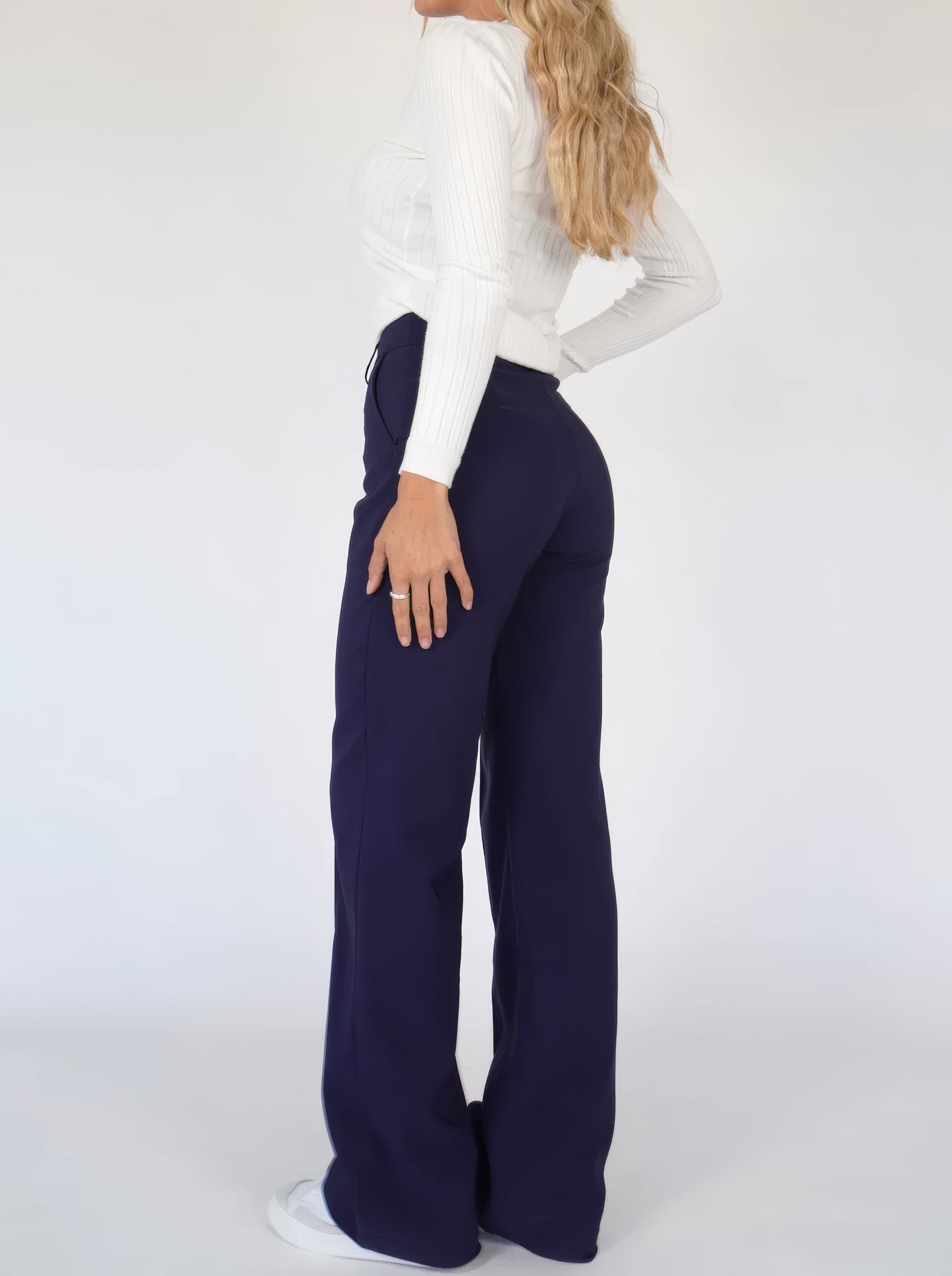 Dames High-Waist Pantalon met Rechte Pijpen – Elegant & Comfortabel