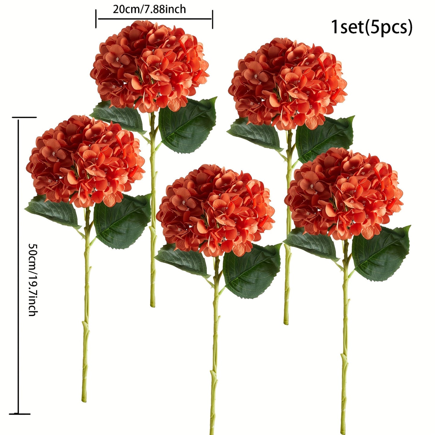 Herfsthortensia Set van 5 – Levendige Kunstbloemen 50 cm