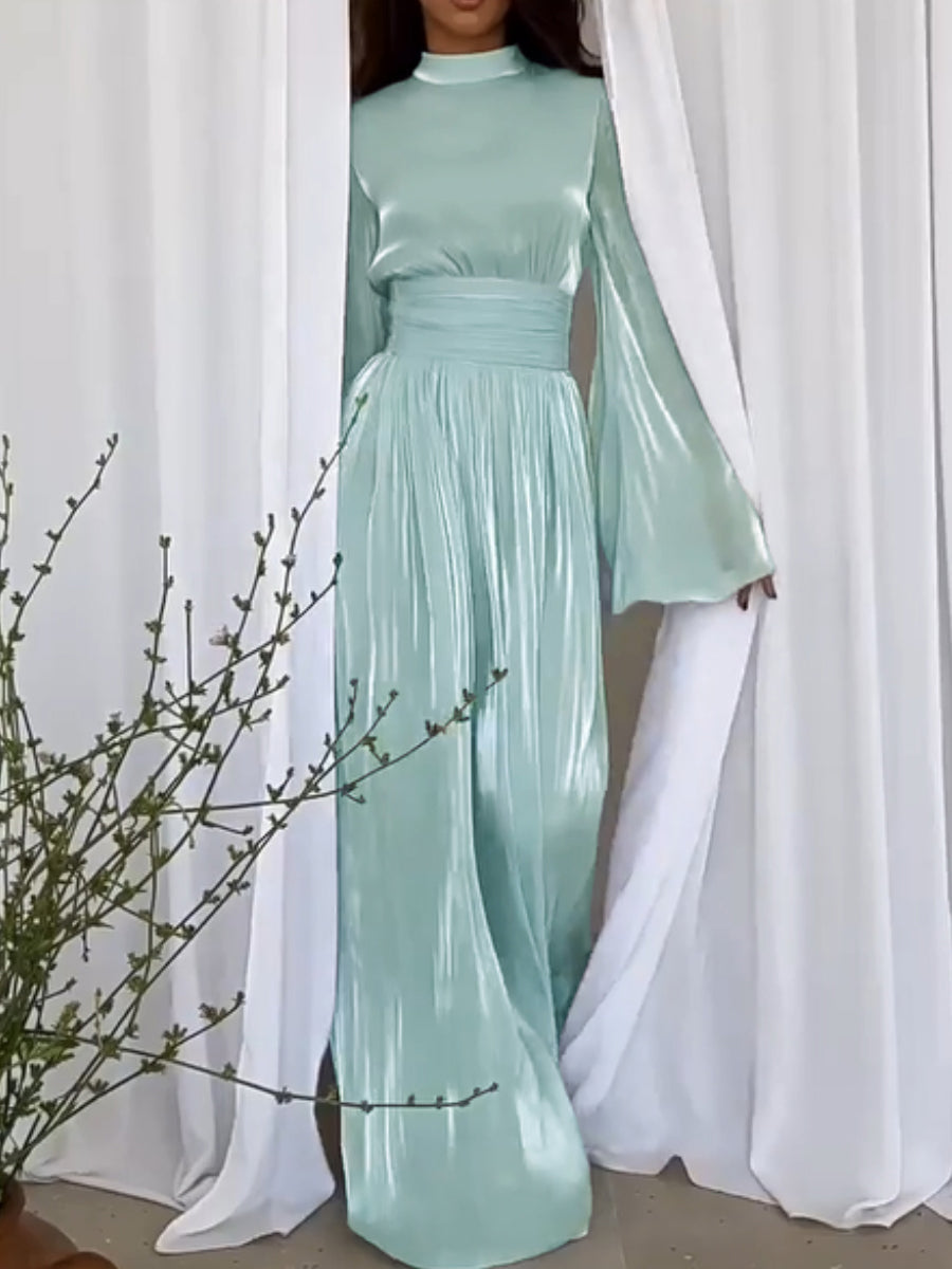 Elegante Maxi Abaya Jurk met Tailleceintuur voor Dames