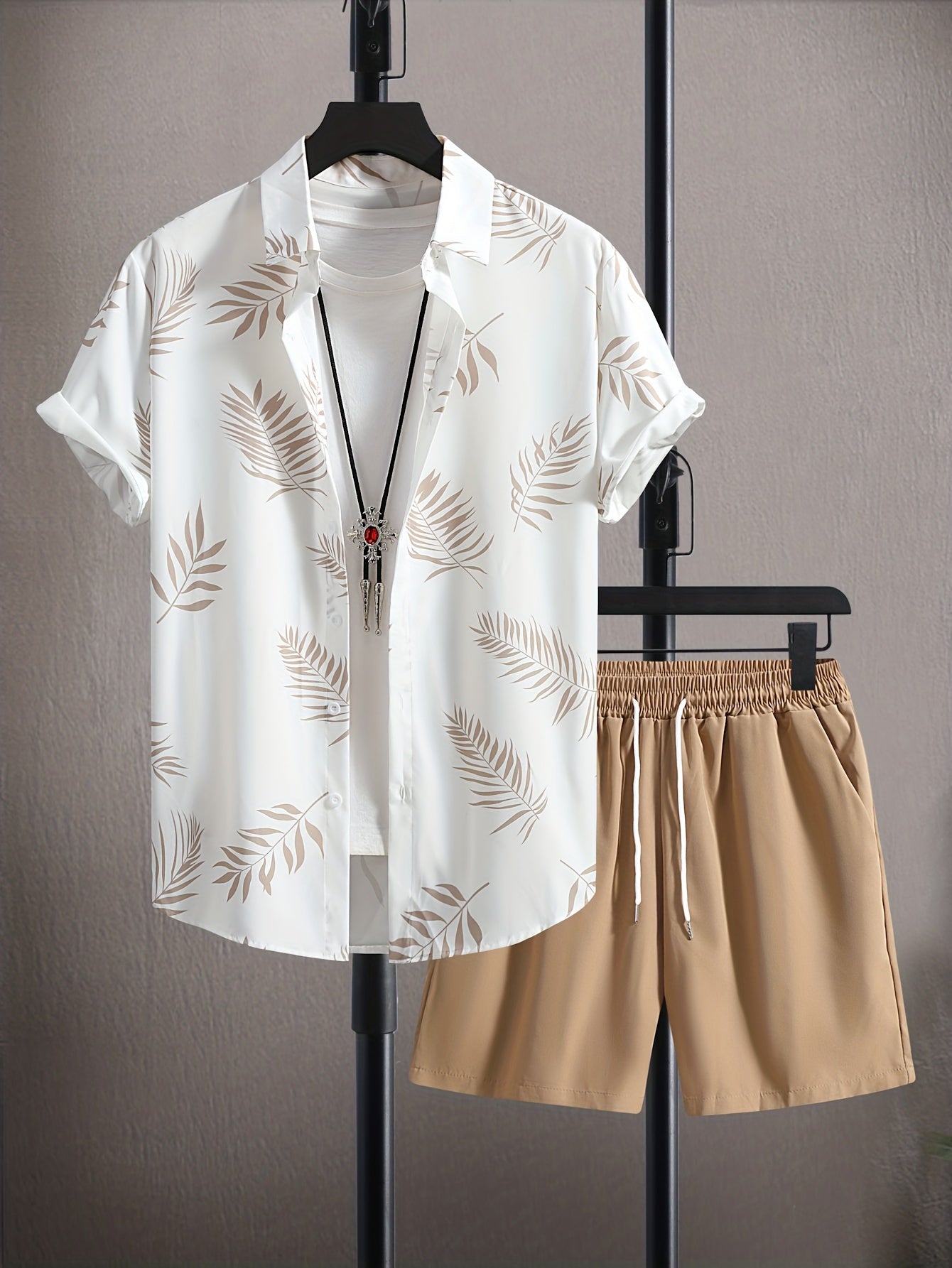 Zomerset Heren – Tropisch Shirt met Effen Short