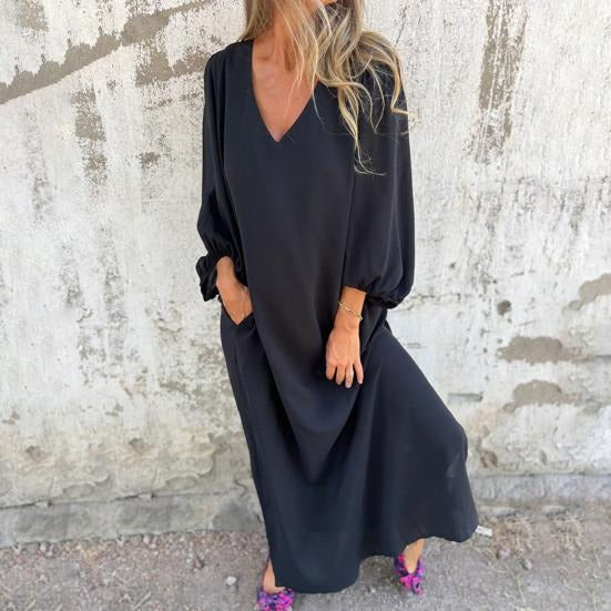 Zomerse Maxi Jurk met Ballonmouwen en V-Hals