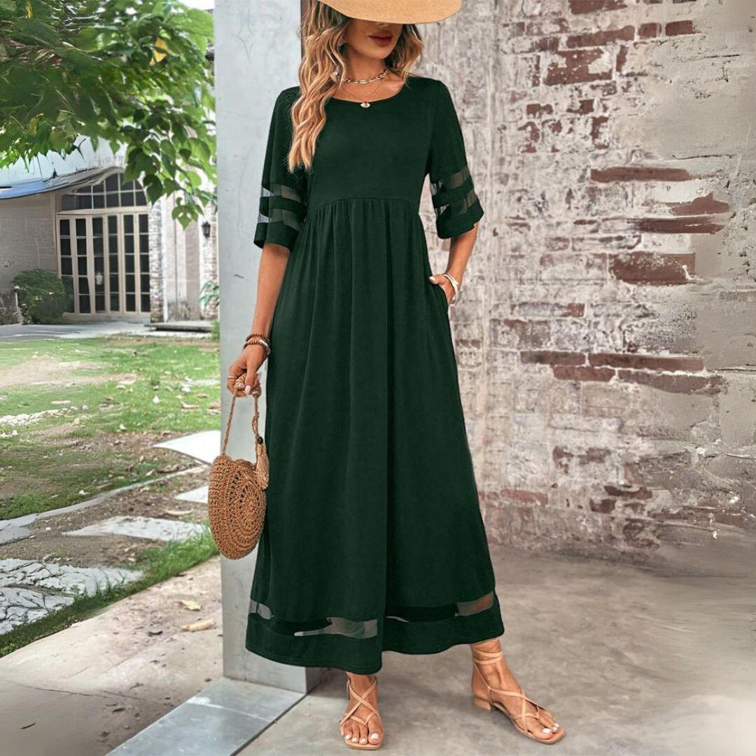 Maxi Jurk Dames – Lichtgewicht Zomerjurk met Doorschijnend Detail