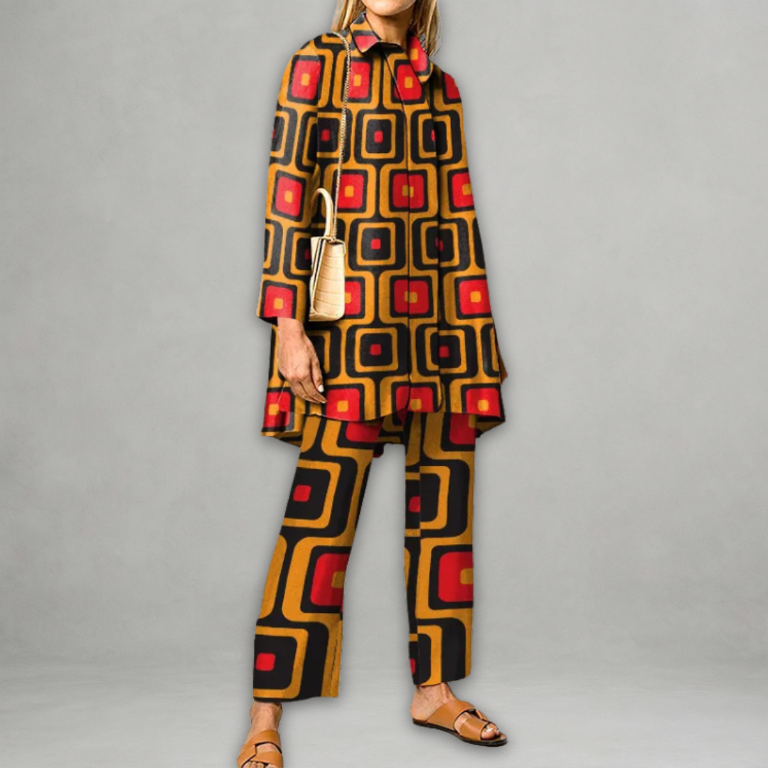 Grafische Co-ord Set voor Dames – Rechte Pasvorm & Statement Look