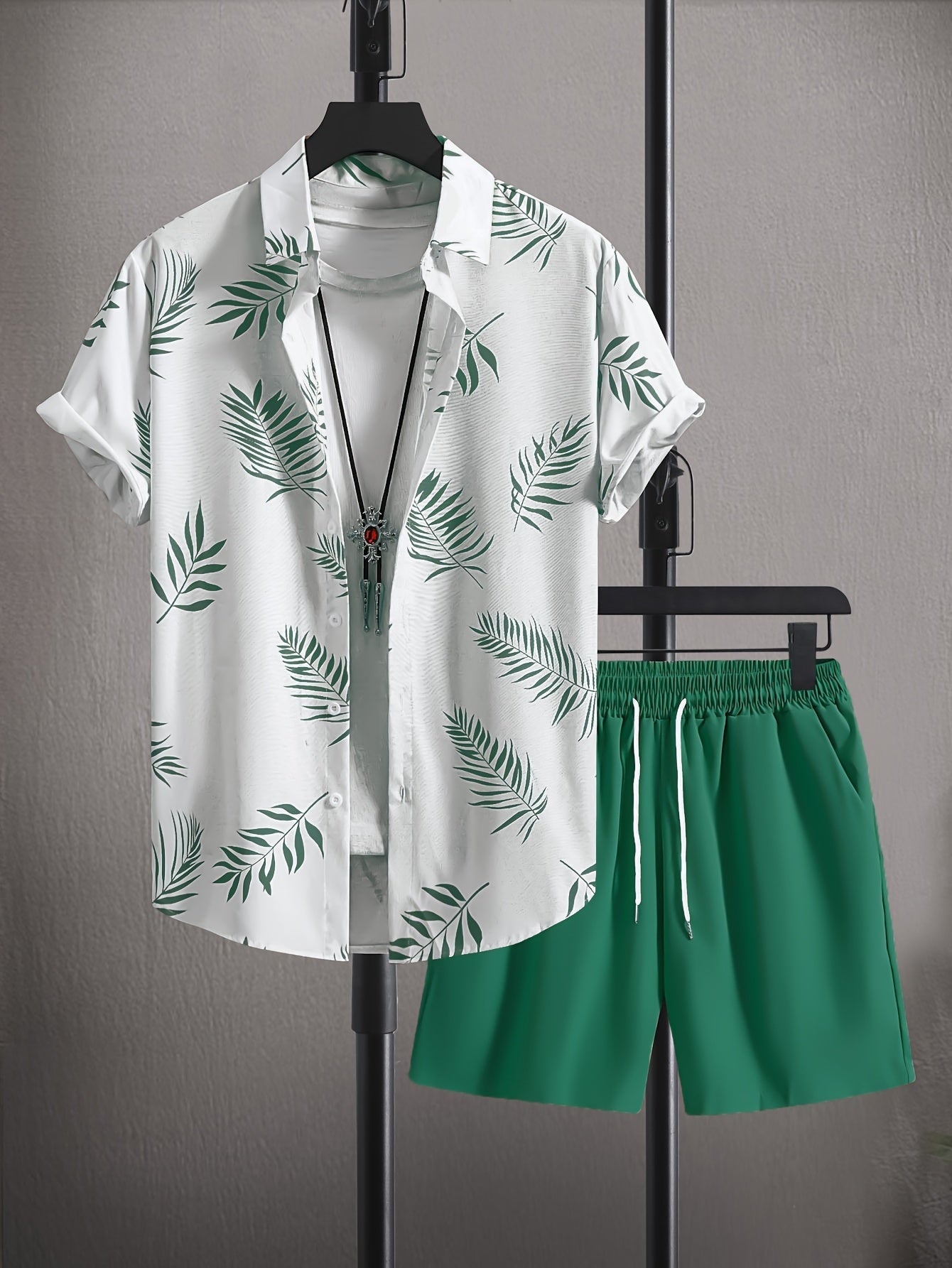 Zomerset Heren – Tropisch Shirt met Effen Short