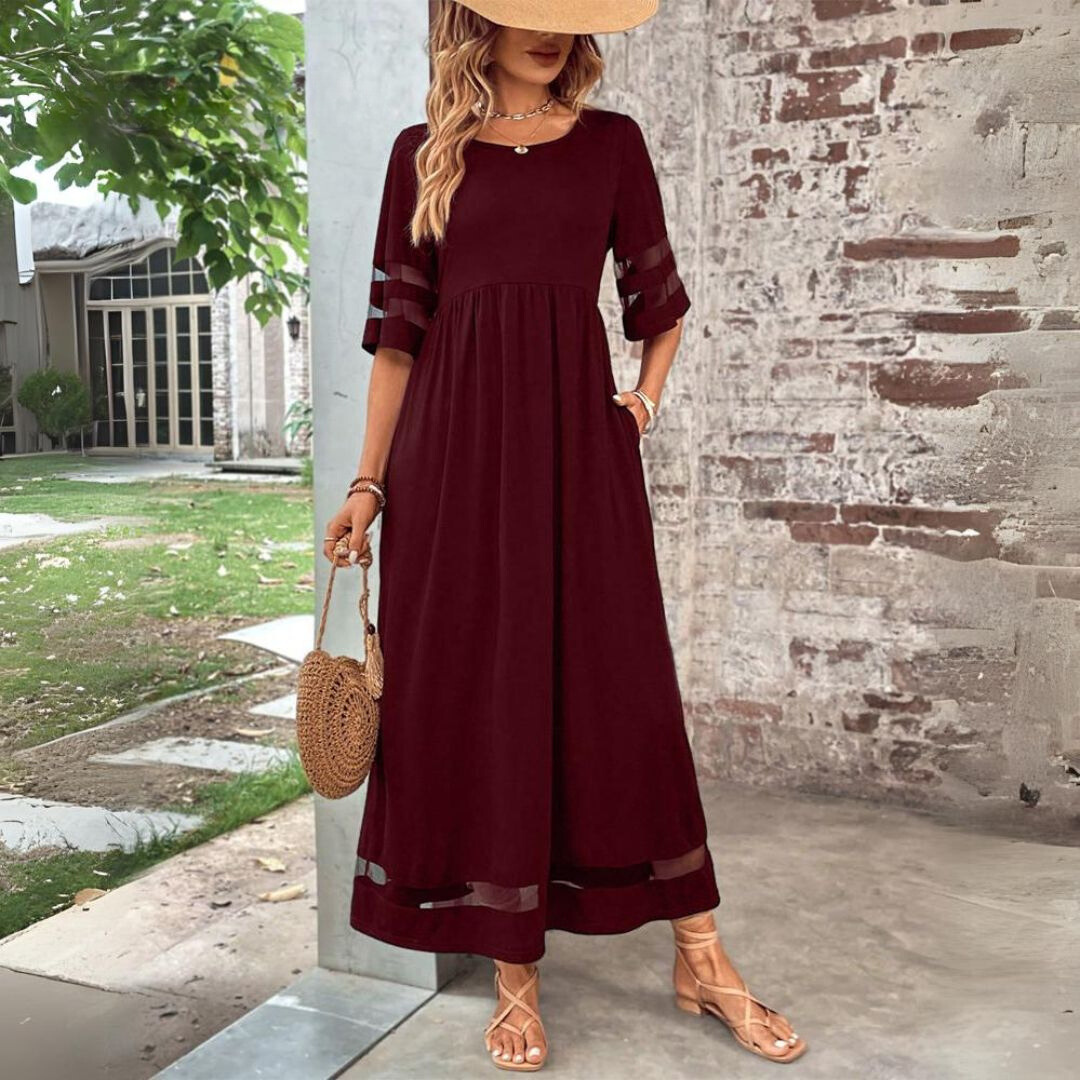Maxi Jurk Dames – Lichtgewicht Zomerjurk met Doorschijnend Detail