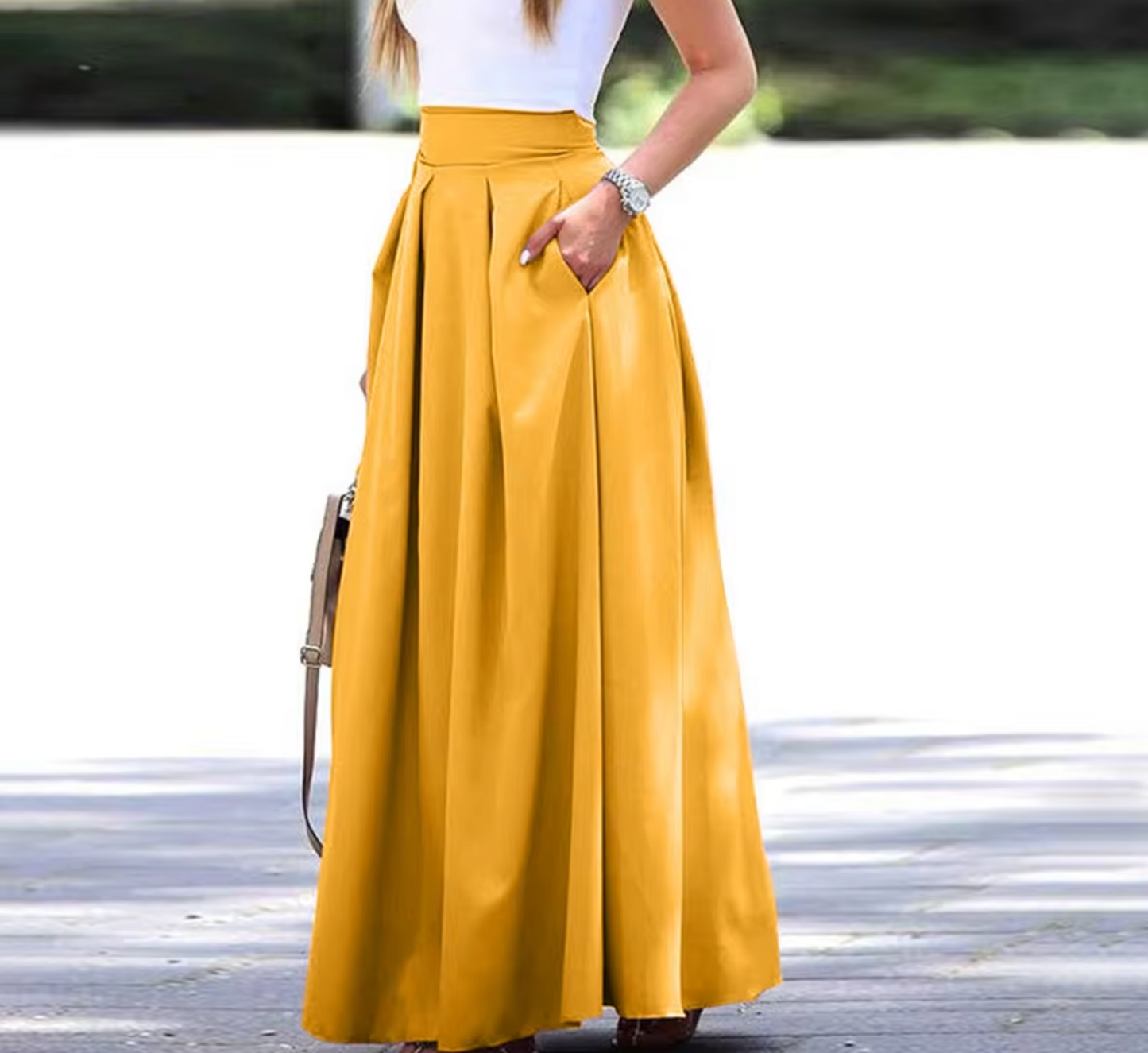 Zomerse Lange Plooirok met Hoge Taille voor Dames