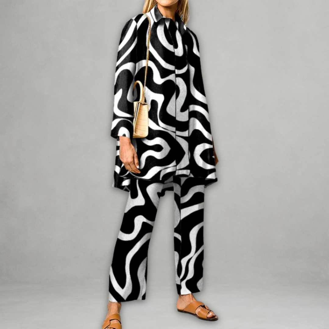 Grafische Co-ord Set voor Dames – Rechte Pasvorm & Statement Look