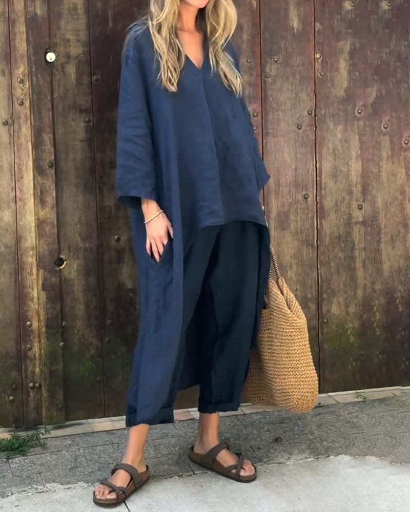 Zomerse Dames Set met Tuniek en Cropped Broek