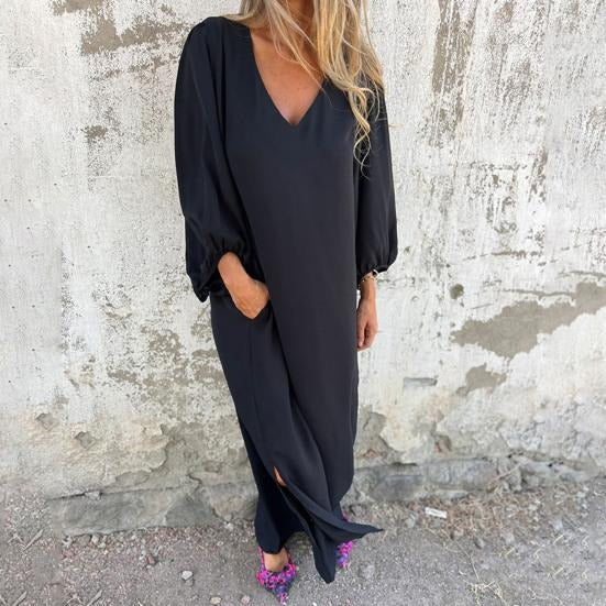 Zomerse Maxi Jurk met Ballonmouwen en V-Hals