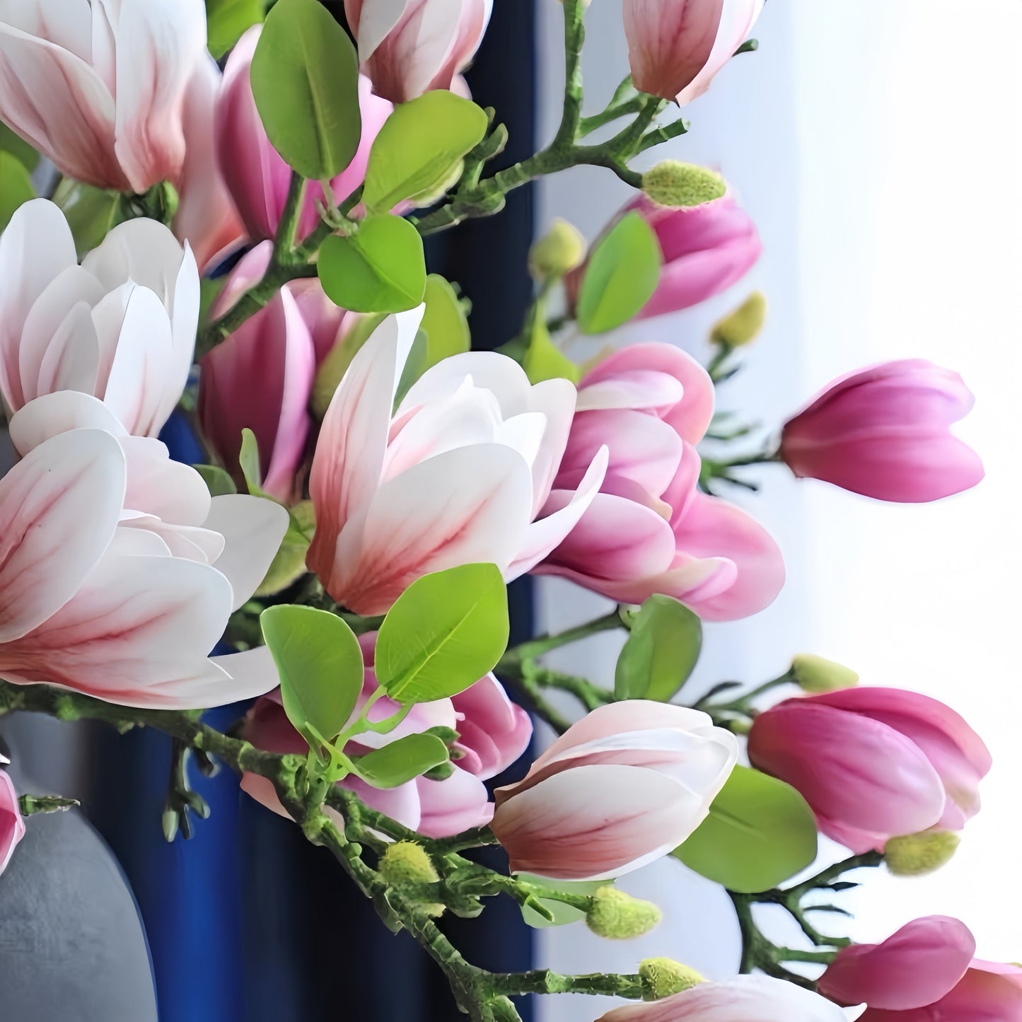 Elegante Zijden Magnoliabloemen Set van 4 Stuks – 68 cm