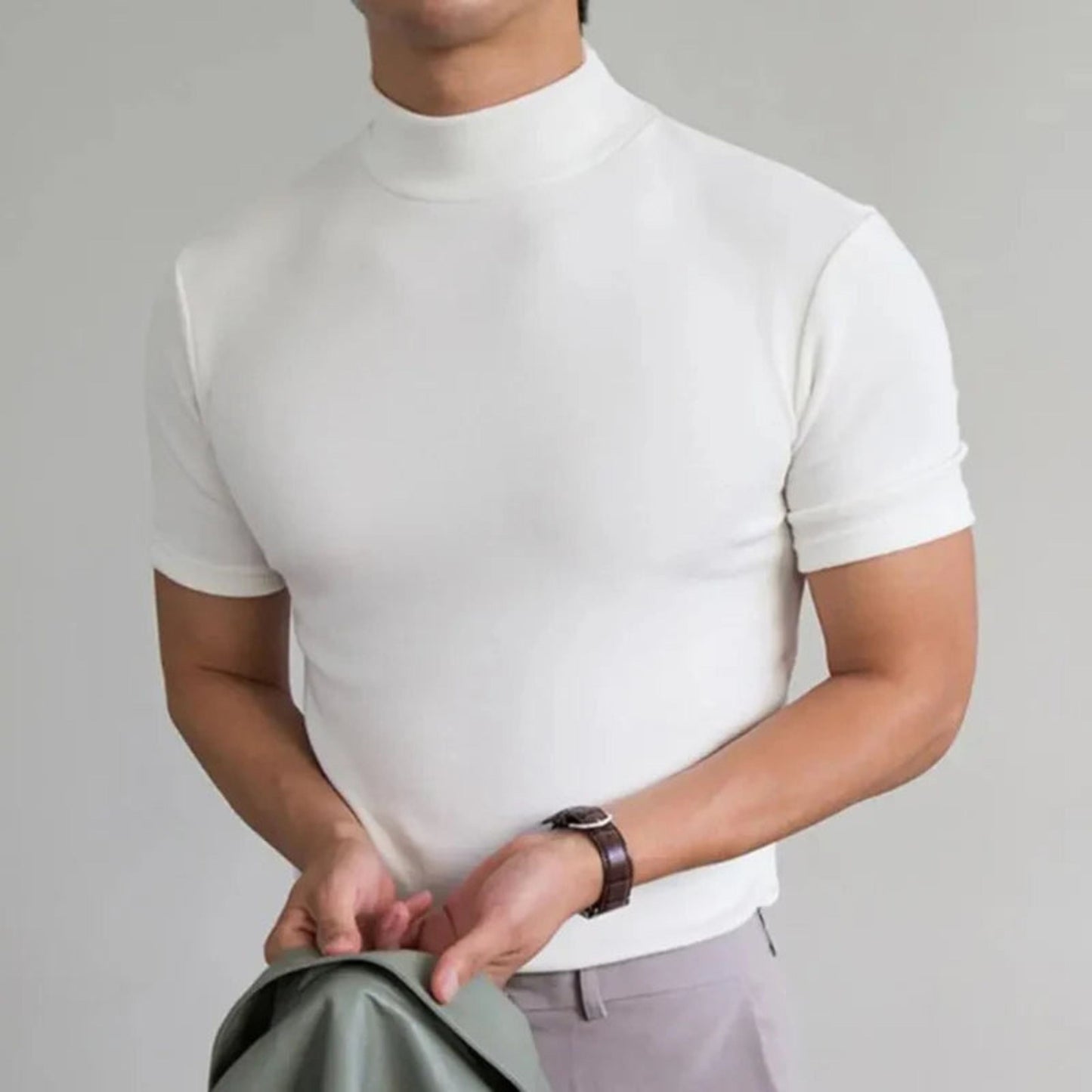 Heren T-shirt met hoge kraag – stijlvol en comfortabel