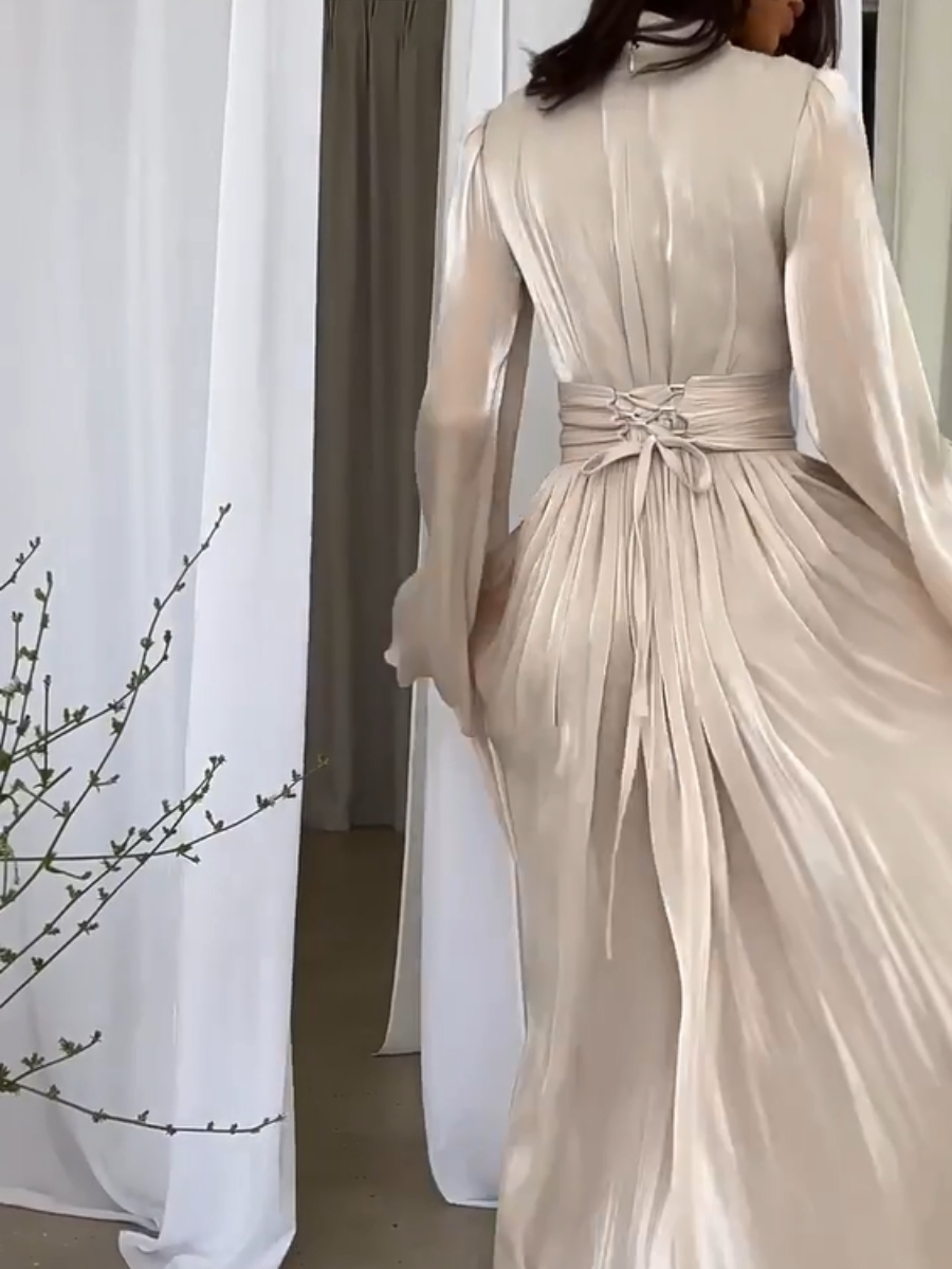 Elegante Maxi Abaya Jurk met Tailleceintuur voor Dames