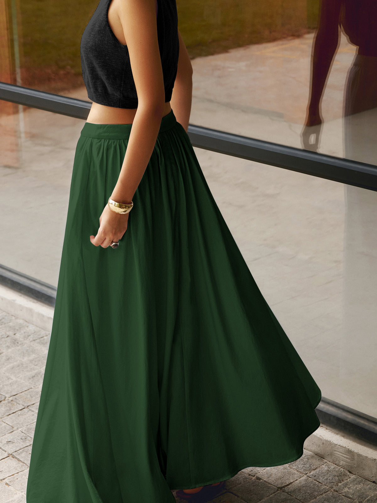 Uitlopende Maxi-Rok met Zijzakken – Comfort & Elegante Pasvorm