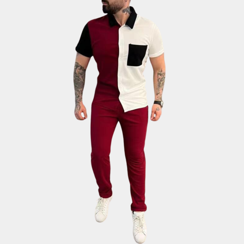 Casual Heren Zomerset met Colorblock Design en Comfortabele Pasvorm