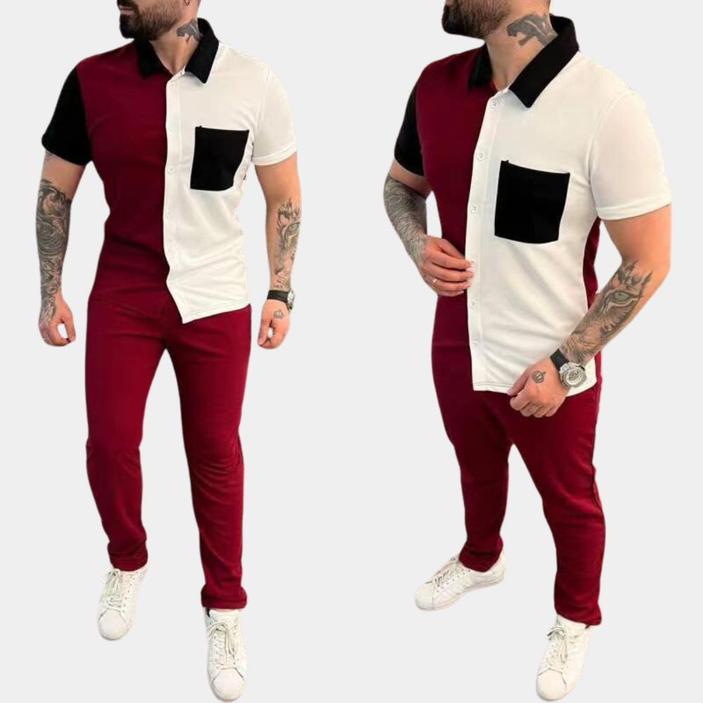 Casual Heren Zomerset met Colorblock Design en Comfortabele Pasvorm
