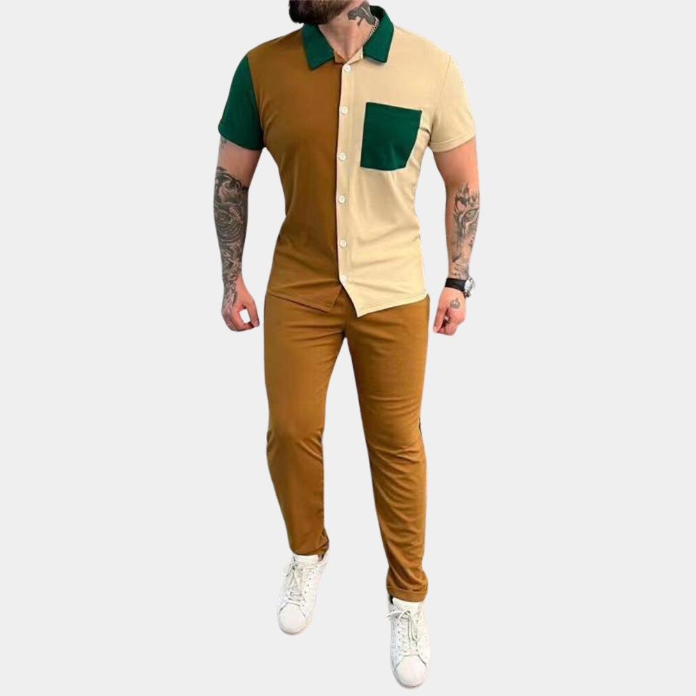 Casual Heren Zomerset met Colorblock Design en Comfortabele Pasvorm