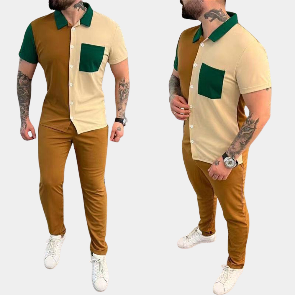 Casual Heren Zomerset met Colorblock Design en Comfortabele Pasvorm
