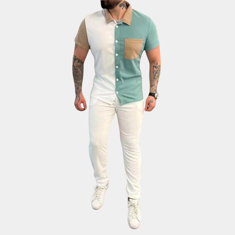 Casual Heren Zomerset met Colorblock Design en Comfortabele Pasvorm