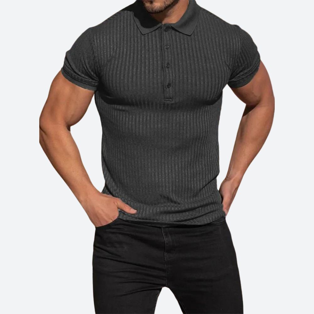 Heren Poloshirt – Ribstructuur & Getailleerd