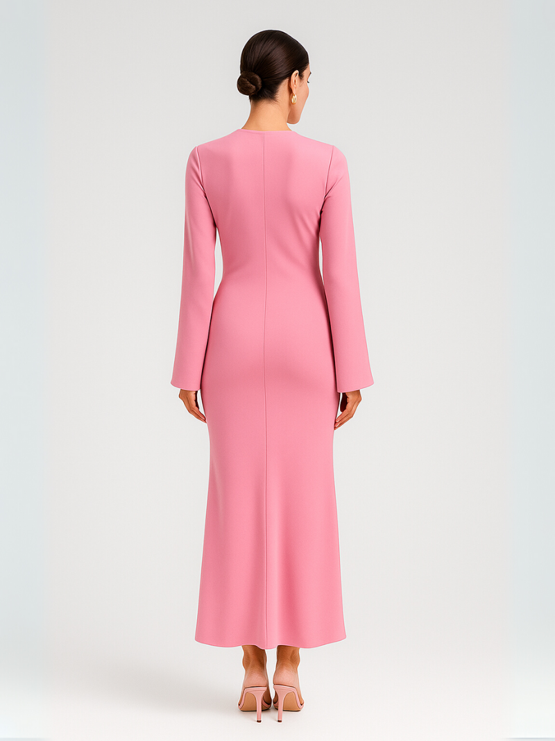 Slanke satijnen maxi jurk dames