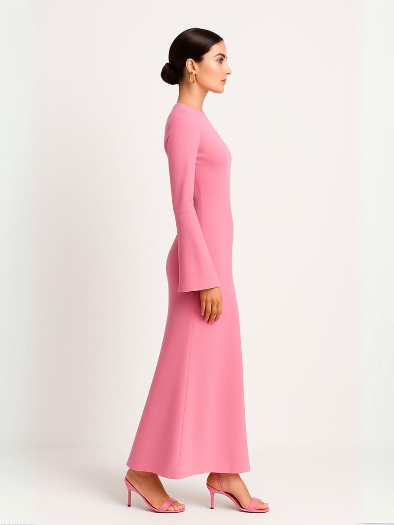 Slanke satijnen maxi jurk dames