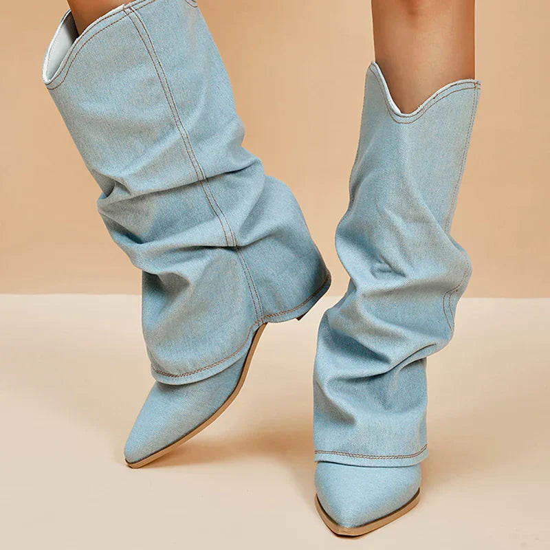Denim Knielaarzen - Trendy & Stijlvol