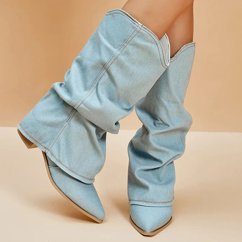 Denim Knielaarzen - Trendy & Stijlvol