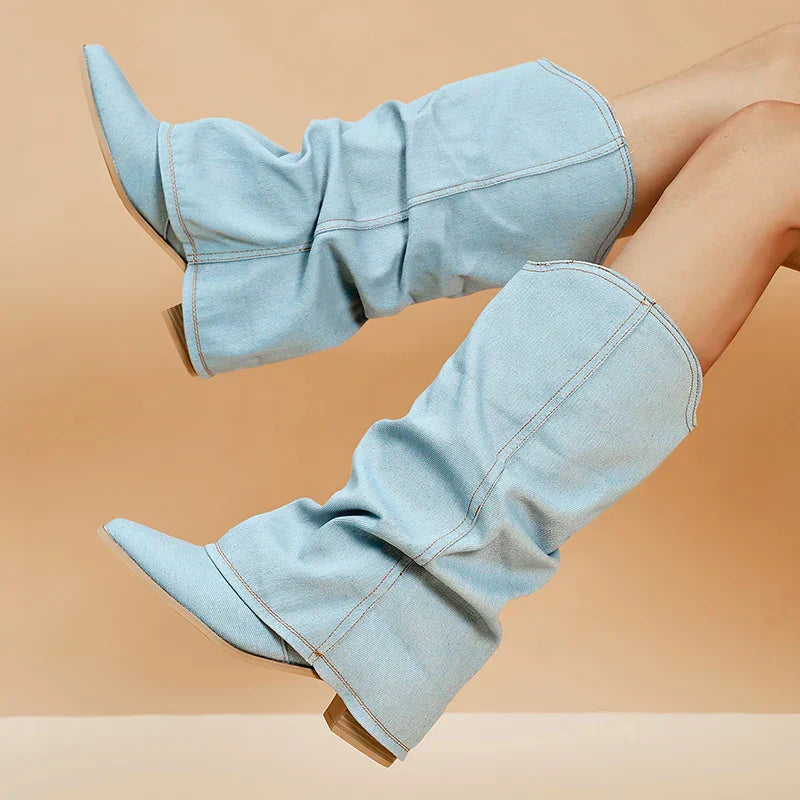 Denim Knielaarzen - Trendy & Stijlvol