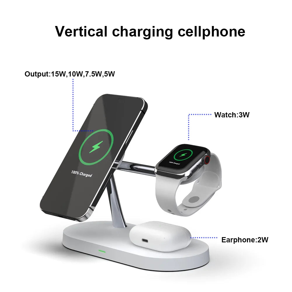 3-in-1 Draadloos Oplaadstation - iPhone, Apple Watch & AirPods Snellader-Novormo