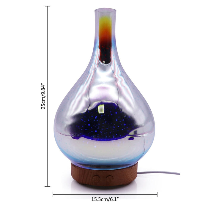 3D Glas Vaas Aroma Diffuser met LED Verlichting – Essentiële Olieverstuiver