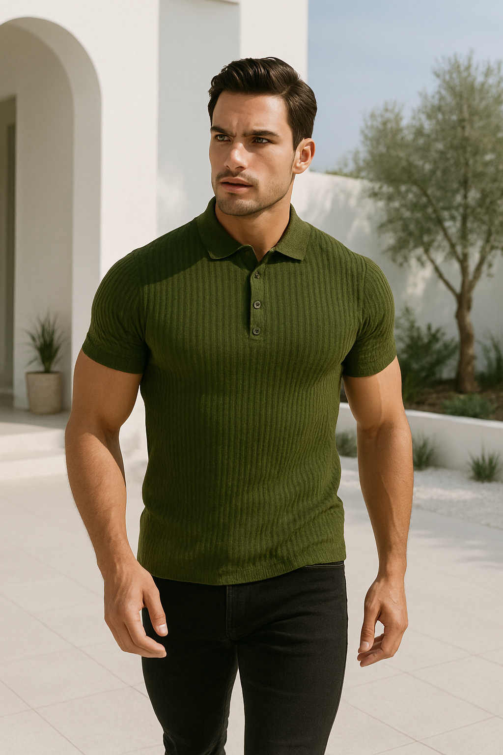 Heren Poloshirt – Ribstructuur & Getailleerd