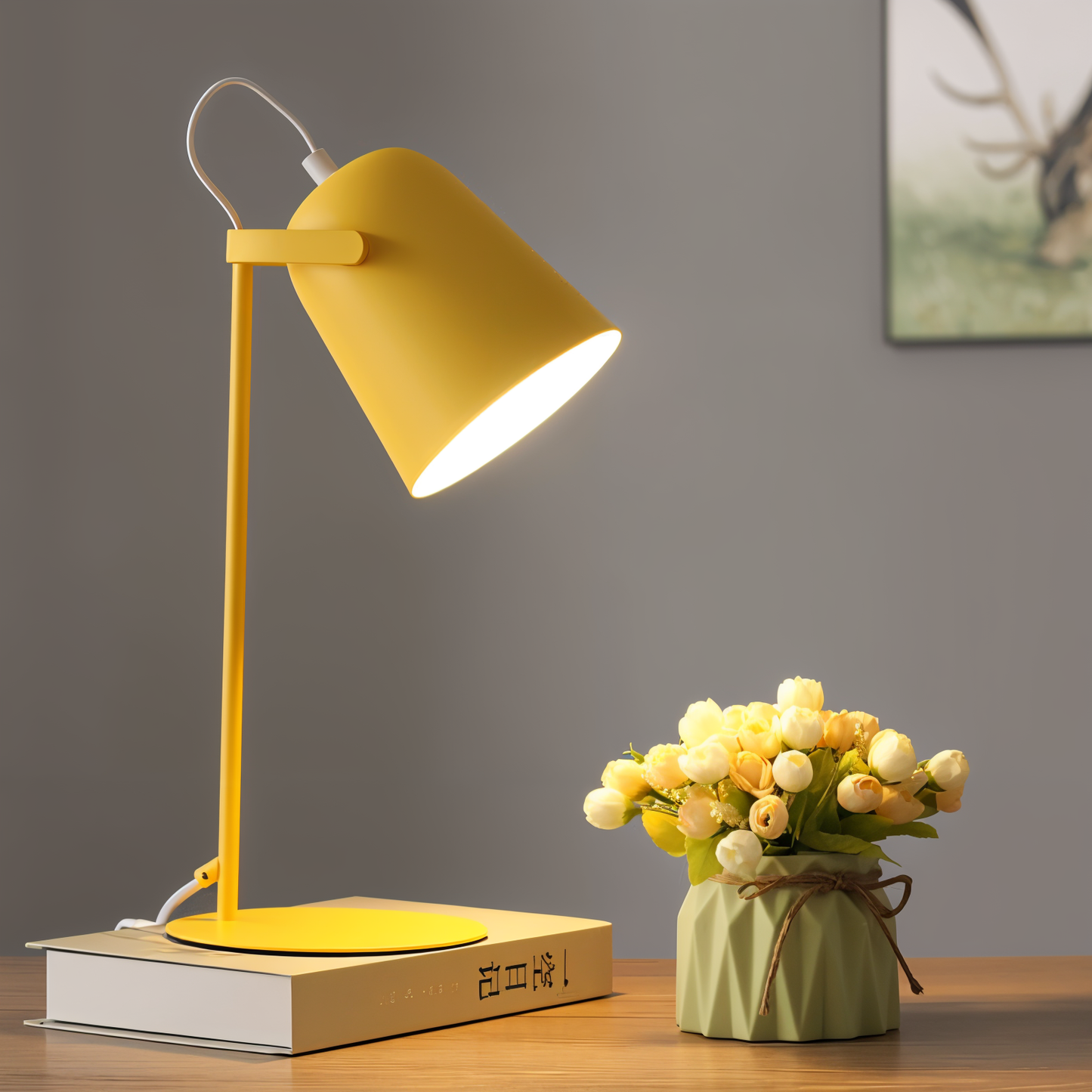 Scandinavische Gele Tafellamp – Minimalistisch Design