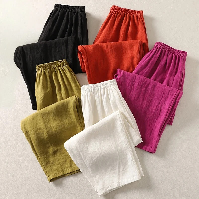 Linnen Dames Zomerbroek met Luchtige Pasvorm en Hoge Taille