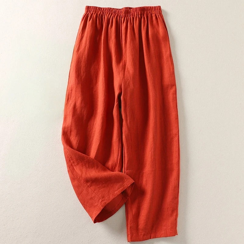 Linnen Dames Zomerbroek met Luchtige Pasvorm en Hoge Taille