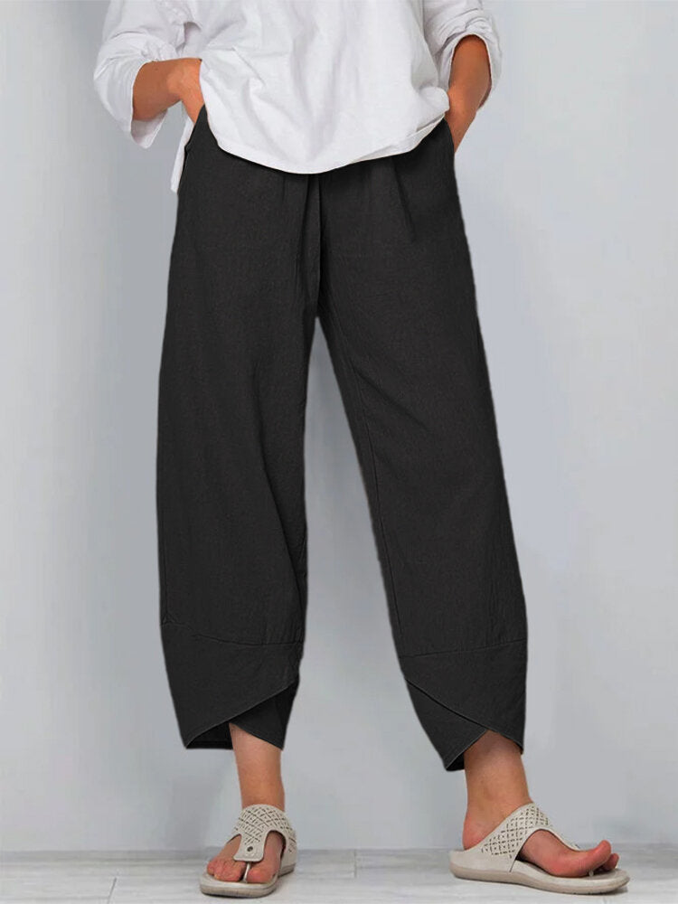 Luchtige Dames Zomerbroek met Hoge Taille en Losvallende Pasvorm