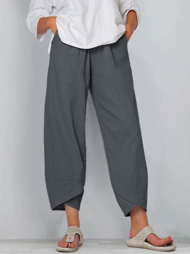 Luchtige Dames Zomerbroek met Hoge Taille en Losvallende Pasvorm