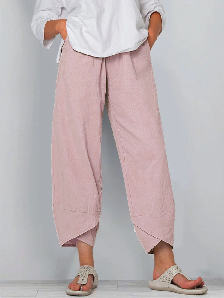 Luchtige Dames Zomerbroek met Hoge Taille en Losvallende Pasvorm