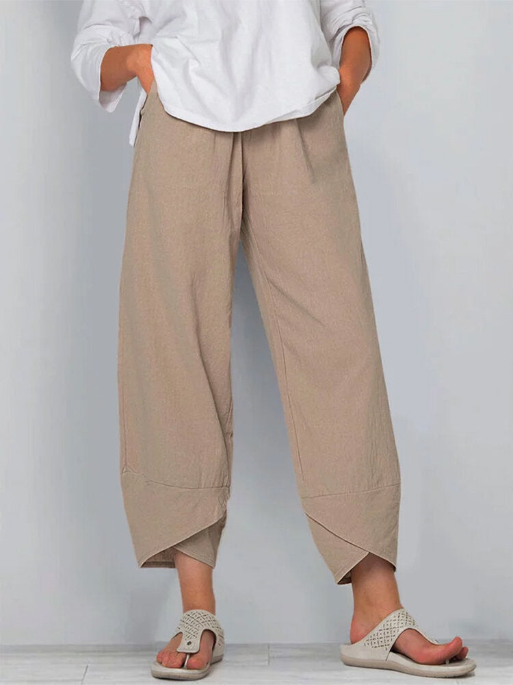 Luchtige Dames Zomerbroek met Hoge Taille en Losvallende Pasvorm