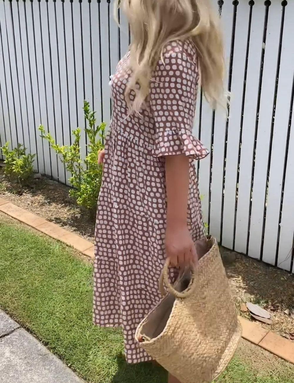 Khaki Midi Jurk Dames – Zomerjurk met Korte Mouwen en Ronde Hals