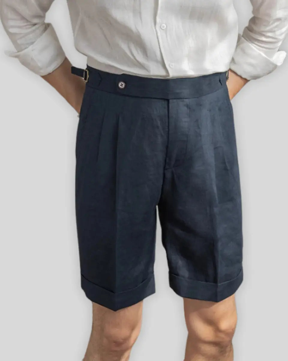 Marineblauwe Linnen Korte Broek voor Heren – Luchtig, Stijlvol & Comfortabel