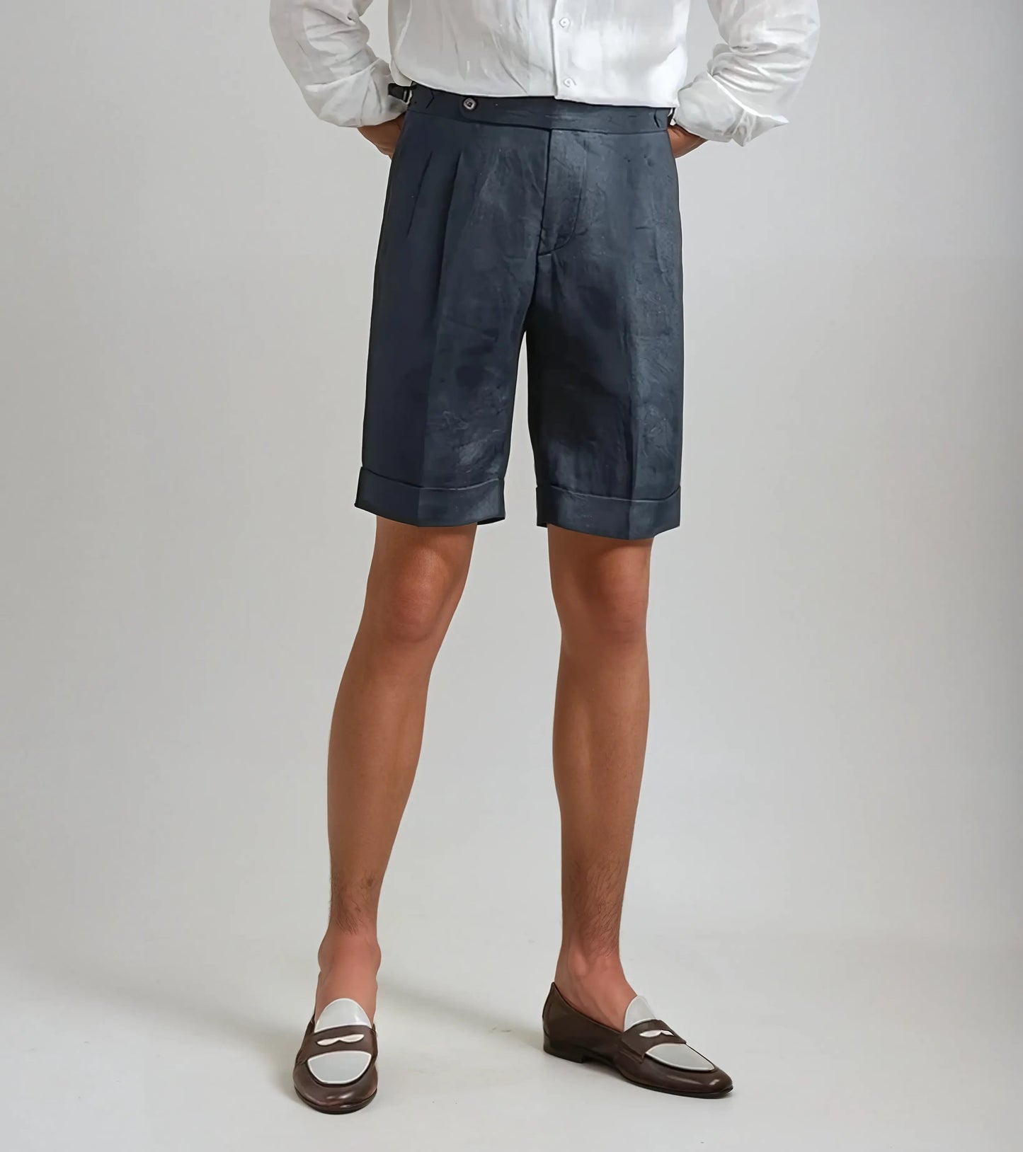 Marineblauwe Linnen Korte Broek voor Heren – Luchtig, Stijlvol & Comfortabel