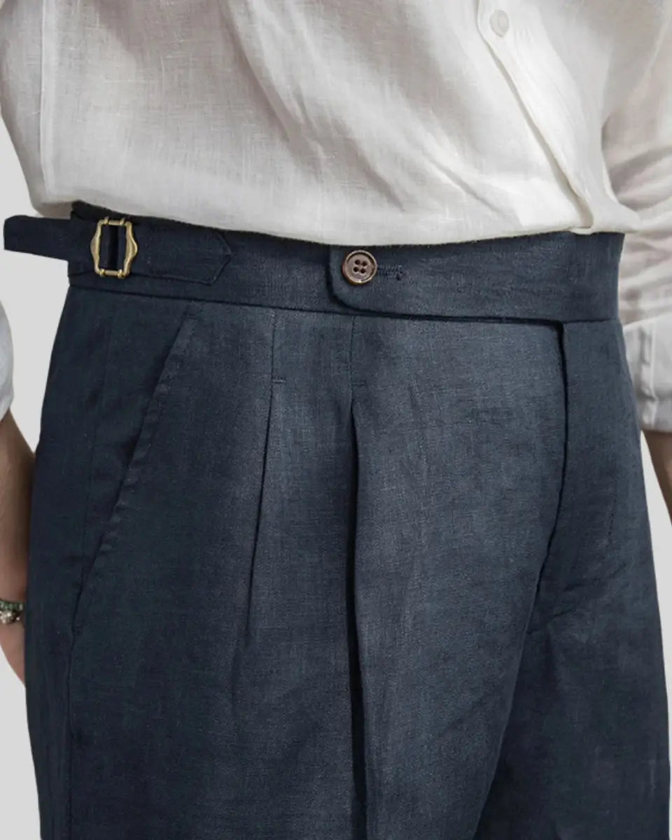 Marineblauwe Linnen Korte Broek voor Heren – Luchtig, Stijlvol & Comfortabel